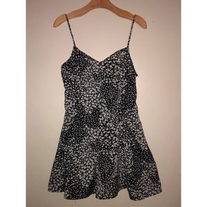 black and white floral romper